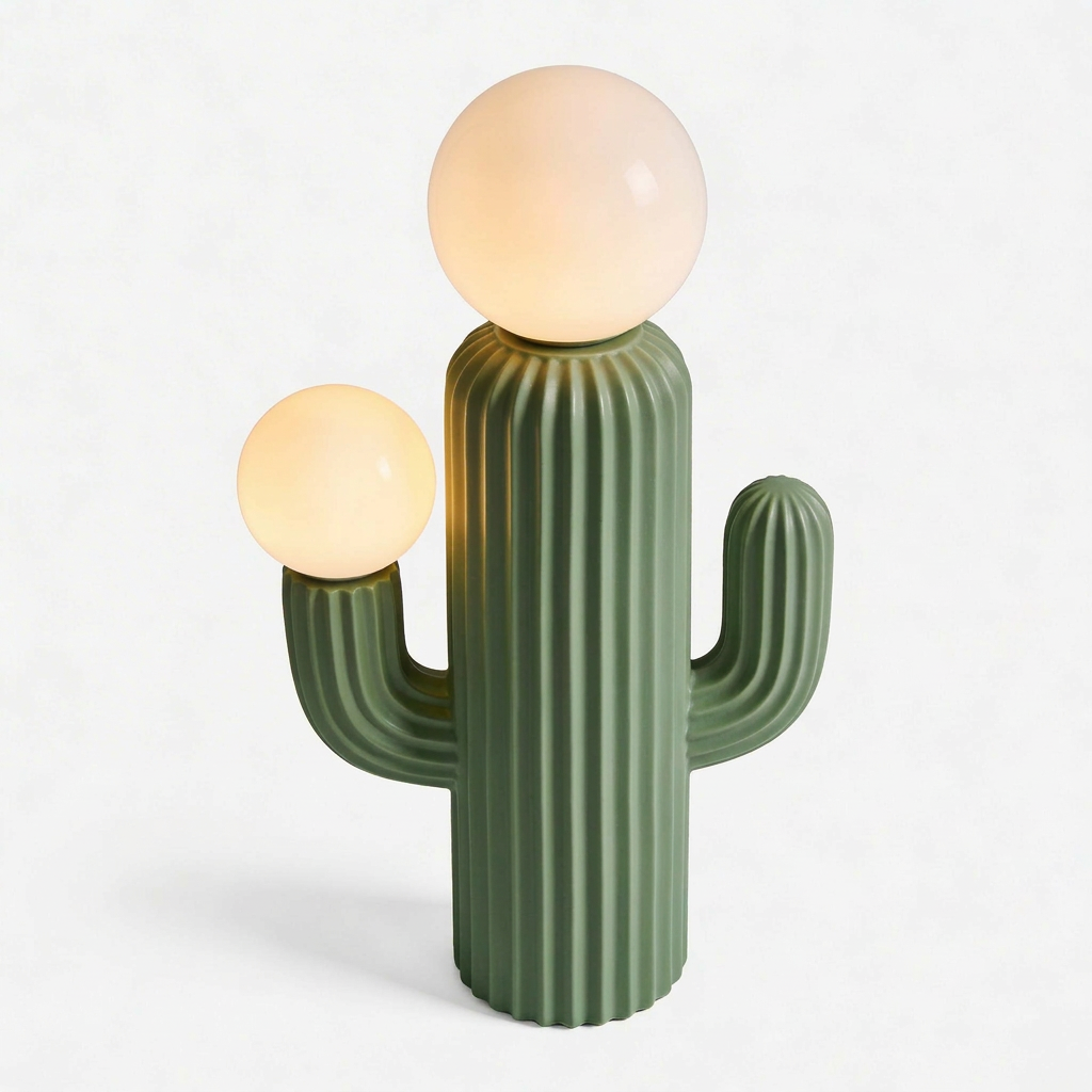 French Cactus Ribbed Table Lamp