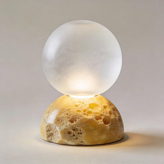 Japandi Travertine Mushroom Table Lamp